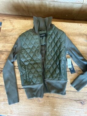 Liverpool brand me Olive Quilted Knit Zip Jacket